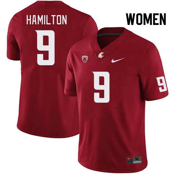 Women #9 Isaiah Hamilton Washington State Cougars College Football Jerseys Stitched Sale-Crimson